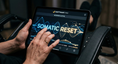 iPad Pro interface for Shiftwave showing Somatic Reset waves